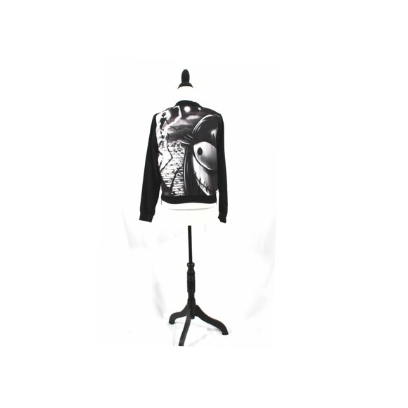 NWT Disney Nightmare Before Christmas Bomber Jacket Gray & Black Jack & Sally - Picture 7 of 10
